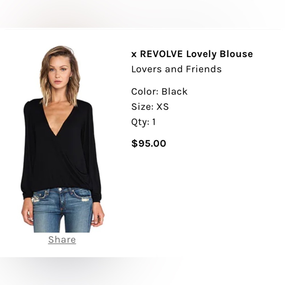 Lovers & Friends Black Wrap Blouse